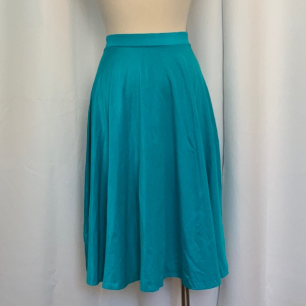 Vintage Premiere! Turquoise Pull On Stretch Circle Skirt Women Size M Tall